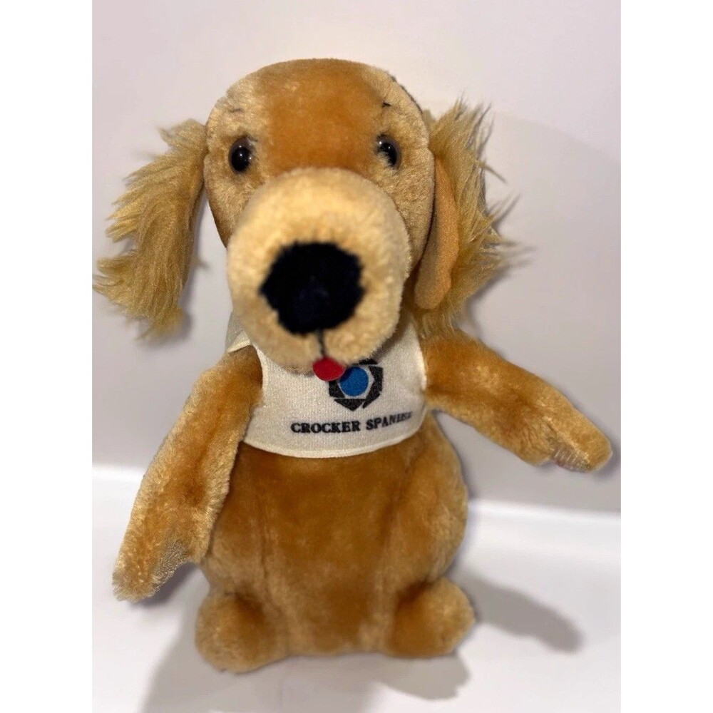 Crocker National Bank 1981 Promotional Dog Plush Stuffed Animal Small Brown